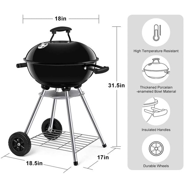 Portable Charcoal Grill for Outdoor 18 in Barbecue Grill BBQ Outdoor