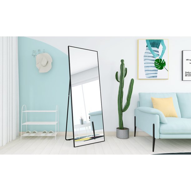 SUGIFT Full Length Mirror 65"x22 Floor Mirror Full Body Standing Mirror, Black