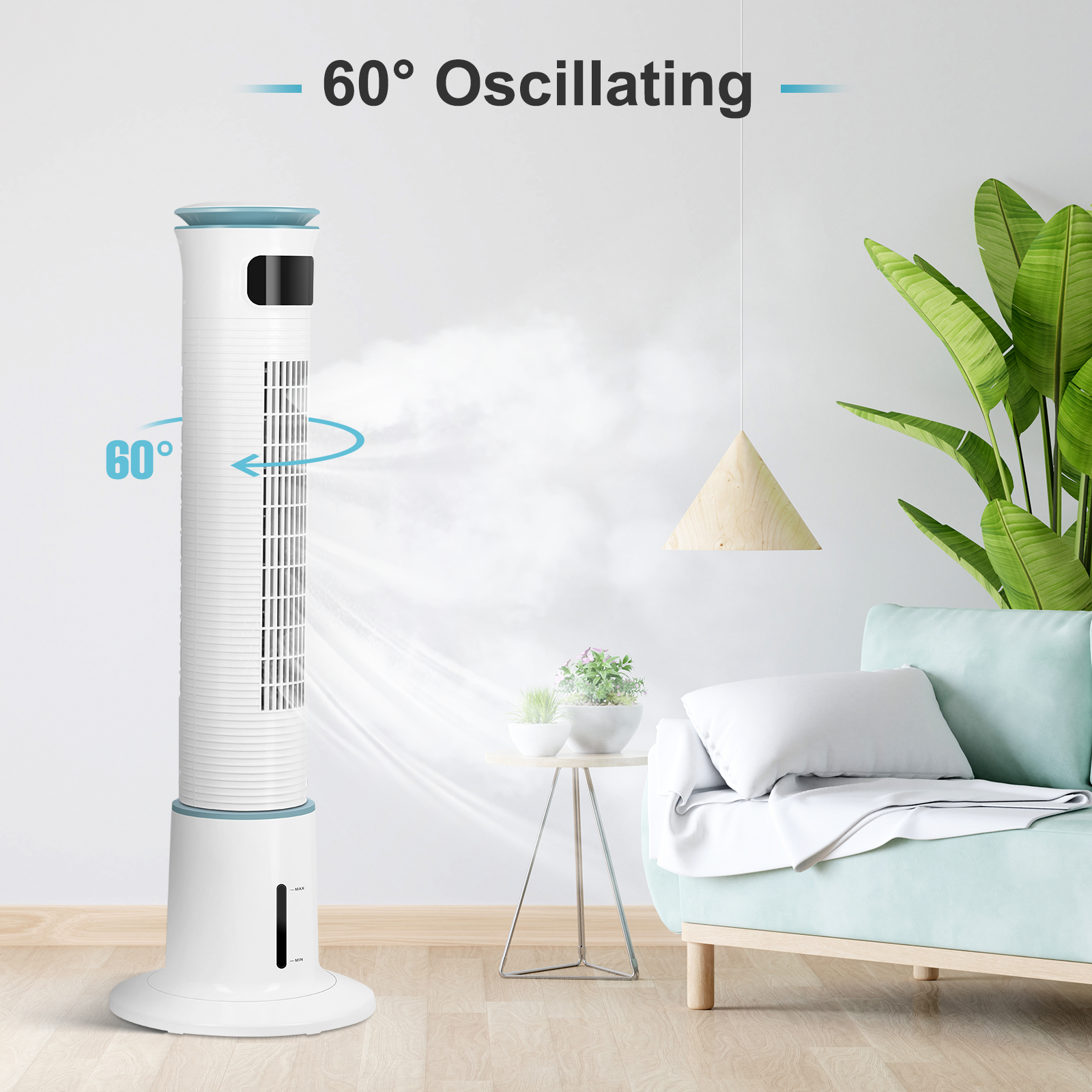 SUGIFT Tower Fan, Cooling Fan, 12 Speeds & 3 Modes Settings Standing Fan , 15 Hour Timing Closure, 43 Inches, 60¡ã Oscillating White