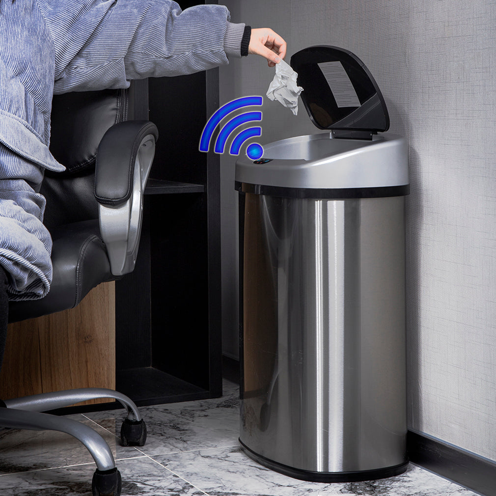 Stainless Steel 13 Gal Outdoor Trash Can with Touch Free Automatic Sensor
