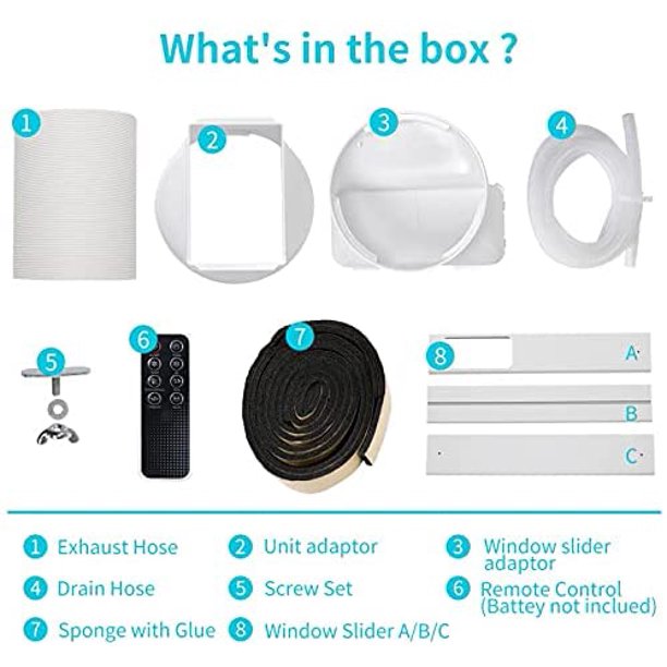 SUGIFT 500Sq Ft Portable AC Air Conditioner Provides 1,4000 BTU Cooler, Built-in Dehumidifier, Fan and Auto Mode Included Complete Window Mount Exhaust Kit&Remote Control 24 Timer Settings