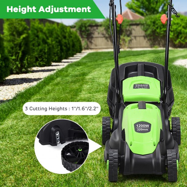 14 Inch Electric Mower Push Lawn Corded Mower with Grass Bag