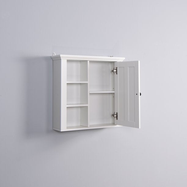 SUGIFT Wooden Wall Cabinet with a Door For Living Room Bedroom Kitchen White 20.86x5.71x20 inch