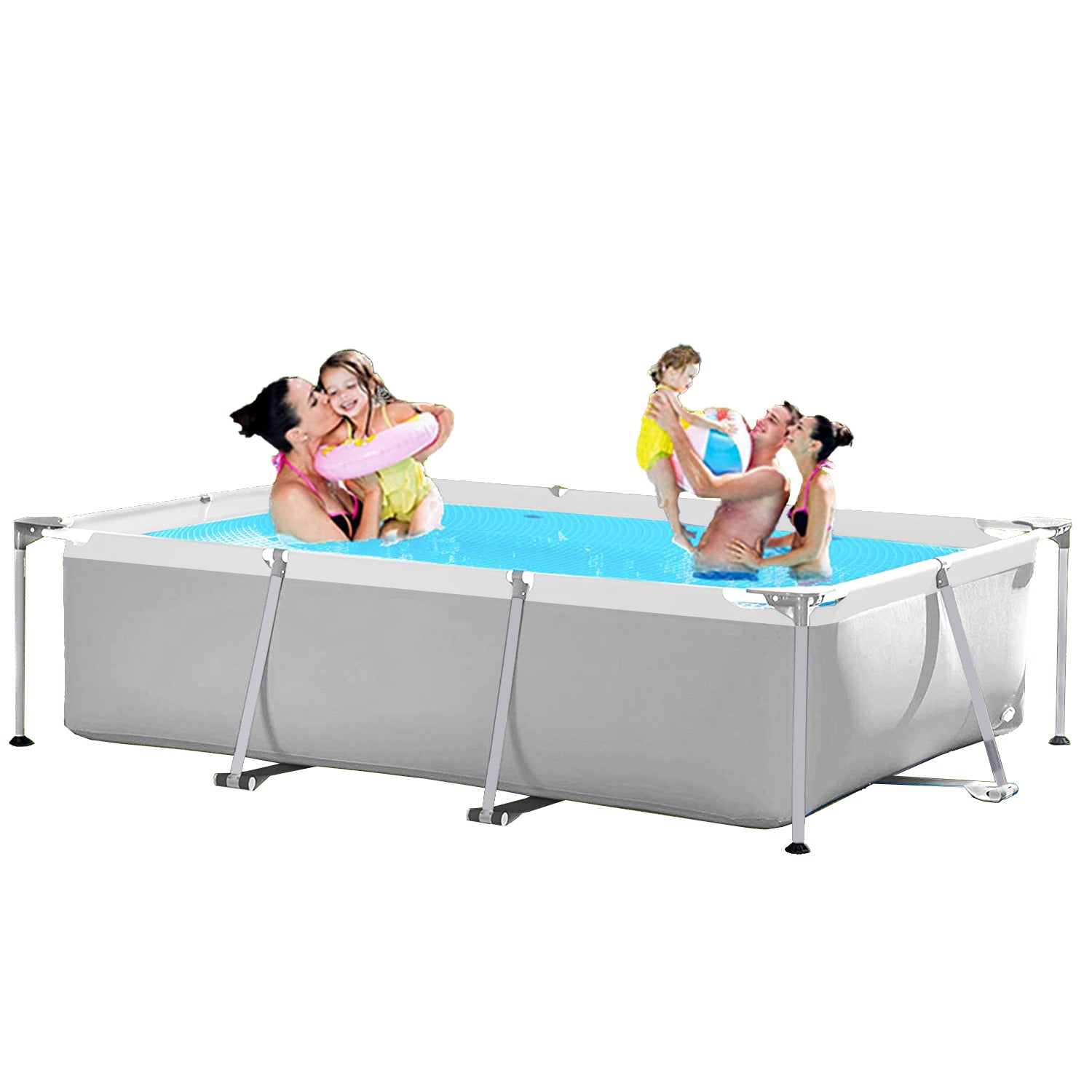 Above Ground Swimming Pool 10 ft x 6.8 ft Outdoor Rectangular Metal Frame Pool for Kids and Adults, Family Swimming Pools Above Ground for Backyard Garden Patio (Pool Only)