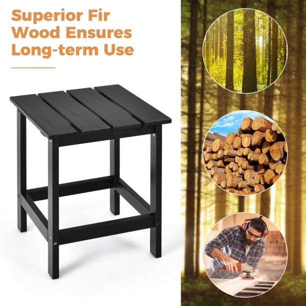 SUGIFT End Desk Coffee Table 15 Inch Patio Square Wooden Slat Side Table