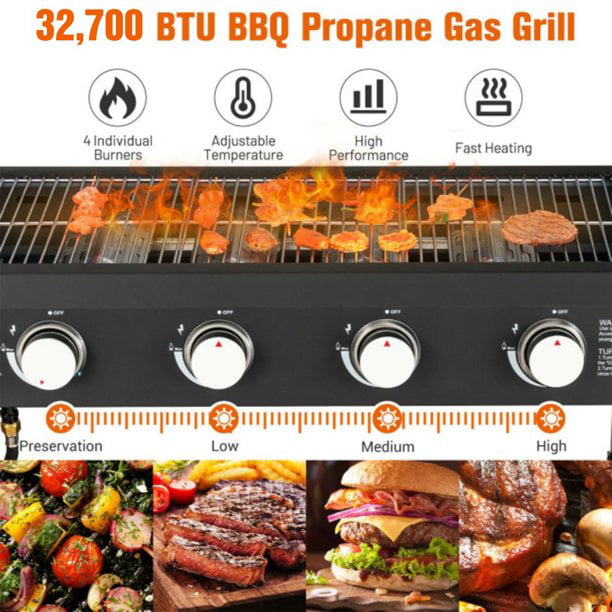 SUGIFT 4-Burner 30inch Griddle Propane Gas Grill, Black