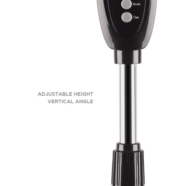 SUGIFT 16in Dual-Blade Oscillating 3-Speed Stand Fan, Black