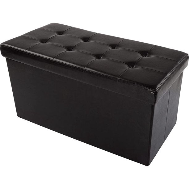 Ottoman-Faux-Leather Rectangular Storage Bench, Works as Foot Rest for Easy Room Organization Home-Complete