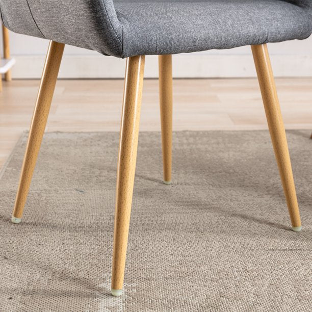 SUGIFT Small Modern Living Dining Room Accent Chairs Fabric Mid-Century Upholstered Side Seat Club Guest with Metal Legs Legs (Gray)