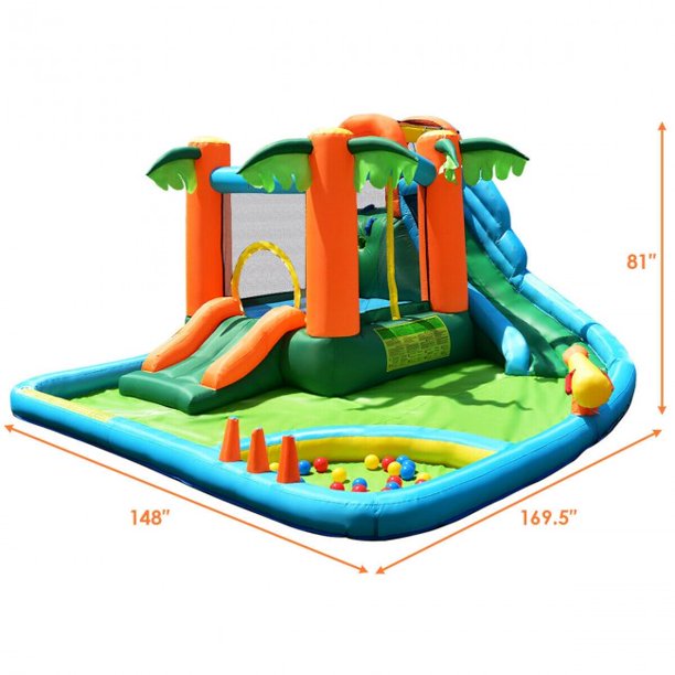 170in7 in1 Inflatable Bounce House Slide House with Two Slides