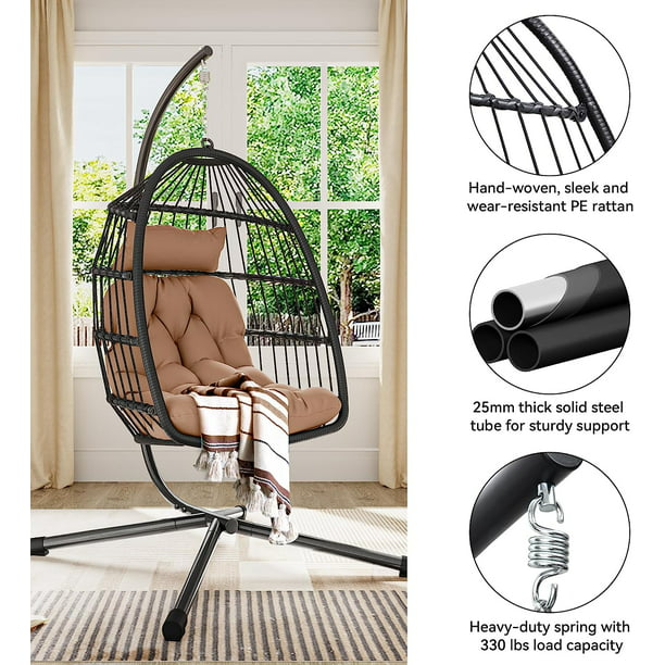 SUGIFT Egg Swing Chair Hanging Outdoor Wicker Hammock Chairs Indoor