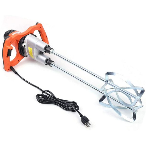 SUGIFT Electric Mortar Mixer, Double Paddle Mortar Mixer Dual High Low Gear Speed Paint Cement Grout 1800W Mixer Stirring Tool for Cement Plaster Grout Mort