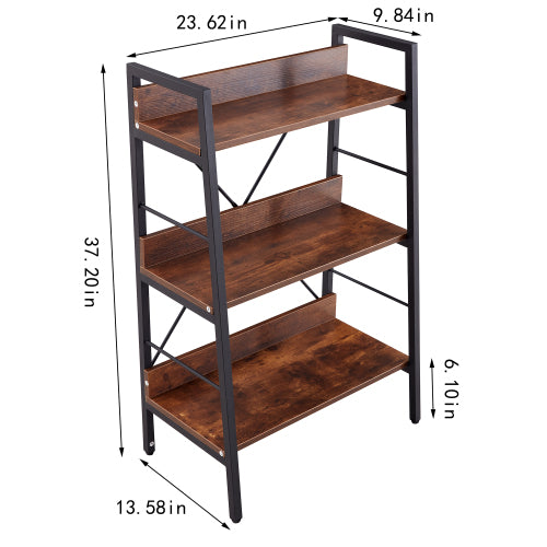 SUGIFT 3 LAYER DISPLAY Bookshelf H Ladder Shelf Storage Shelves Rack Shelf Unit METAL FRAME