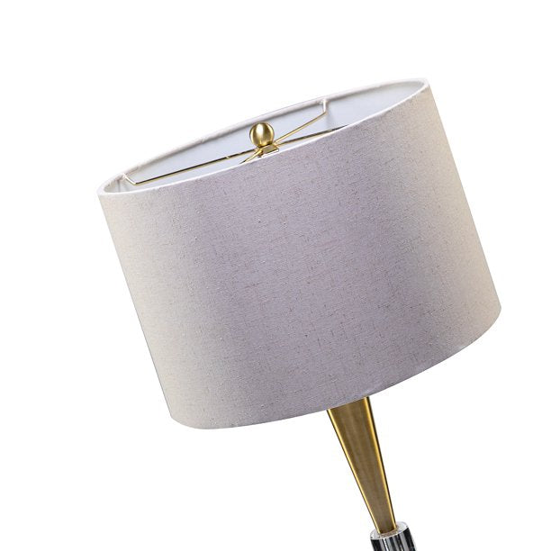 SUGIFT 27inch Modern LED Table Lamp with Linen Blend Shade and Crystal Decorations Bedroom