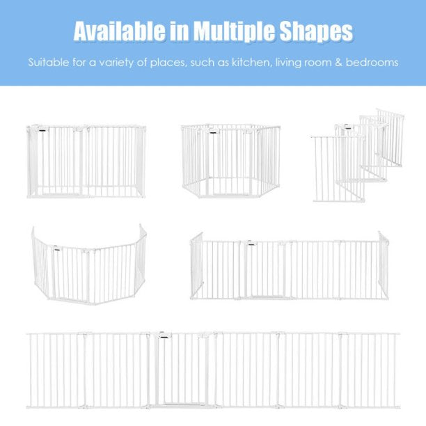 SUGIFT 6 Panel Adjustable Baby Safe Metal Gate Play Yard Barrier Pet Fence