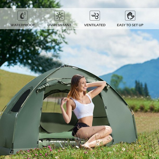 SUGIFT Outdoor Tent 1-Person Compact Portable Pop-Up Tent Air Mattress