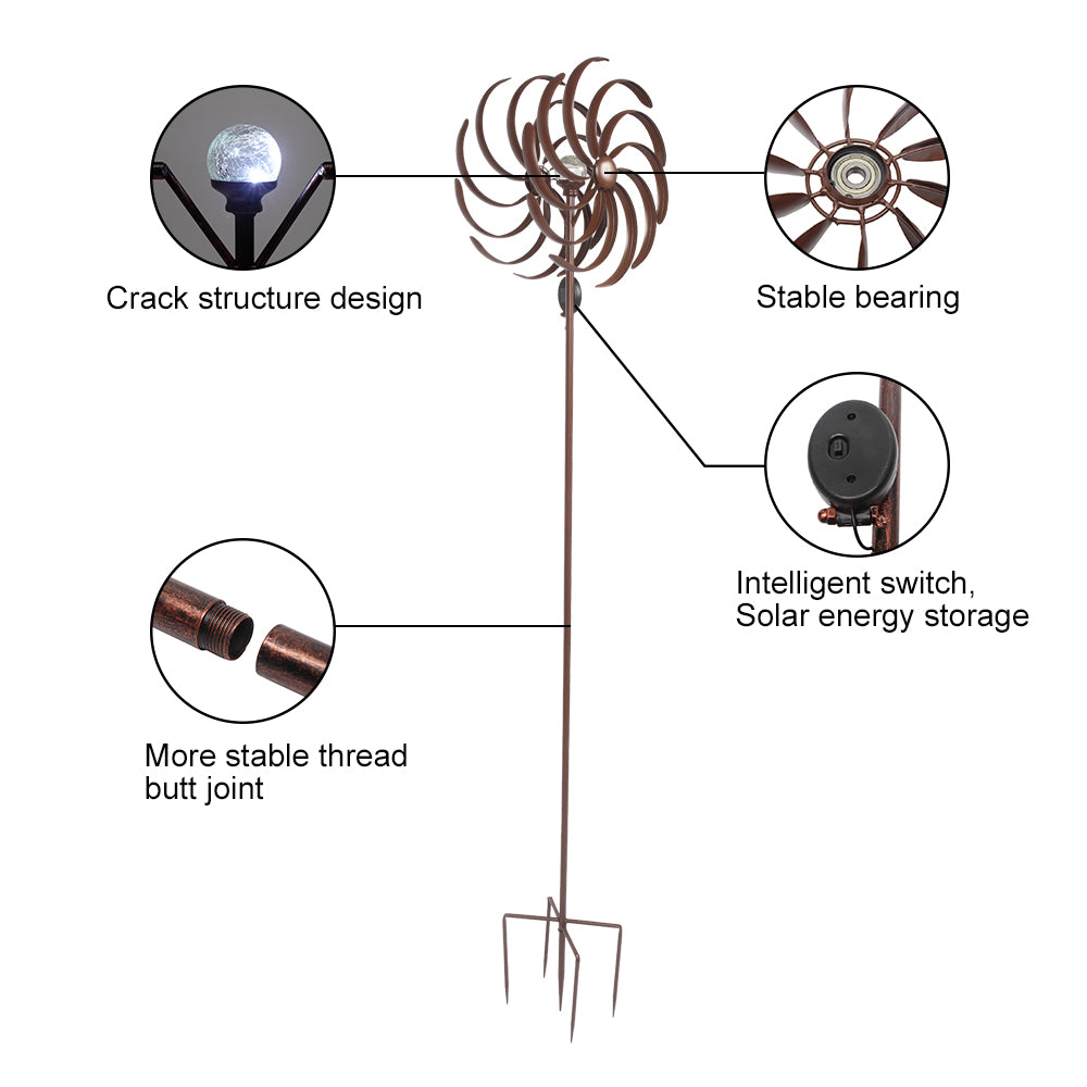 Wrought Iron Windmill-LED Light Whirlwind