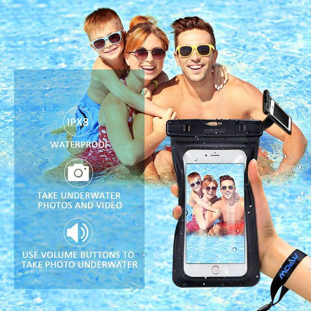 SUGIFT 2PC Waterproof Case with Armband, IPX8 Universal Cell Phone Dry Bag Waterproof, Dustproof, Snowproof Pouch Bag for iPhone X/8/8 Plus/7/7 Plus/6S/6 Plus, Samsung, and other Phones