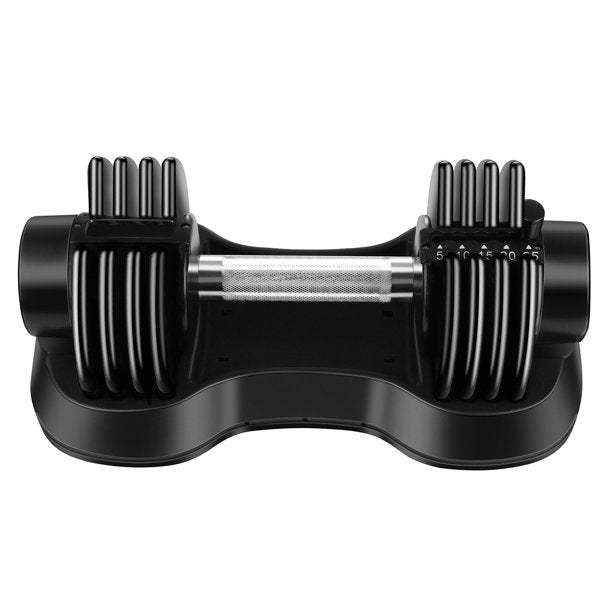 25 Lbs Adjustable Dumbbell , Adjust Weight by Turning Handle , Black , Single