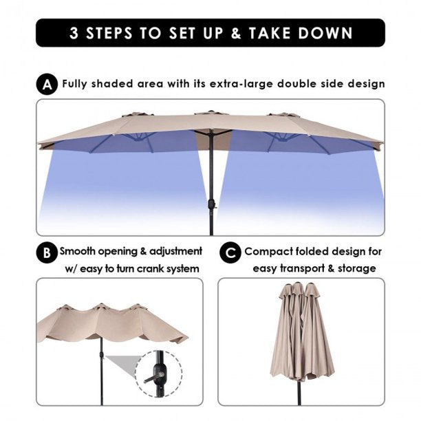 15 ft Folding Umbrella Outdoor Patio Umbrella with Crank without Base