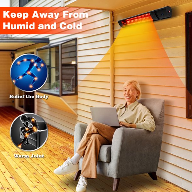 SUGIFT Outdoor Electric Heaters for Patio, Wall Mounted Outside Infrared Heater with Remote Control (Black)