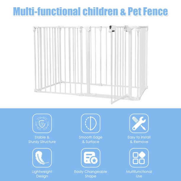 SUGIFT 6 Panel Adjustable Baby Safe Metal Gate Play Yard Barrier Pet Fence