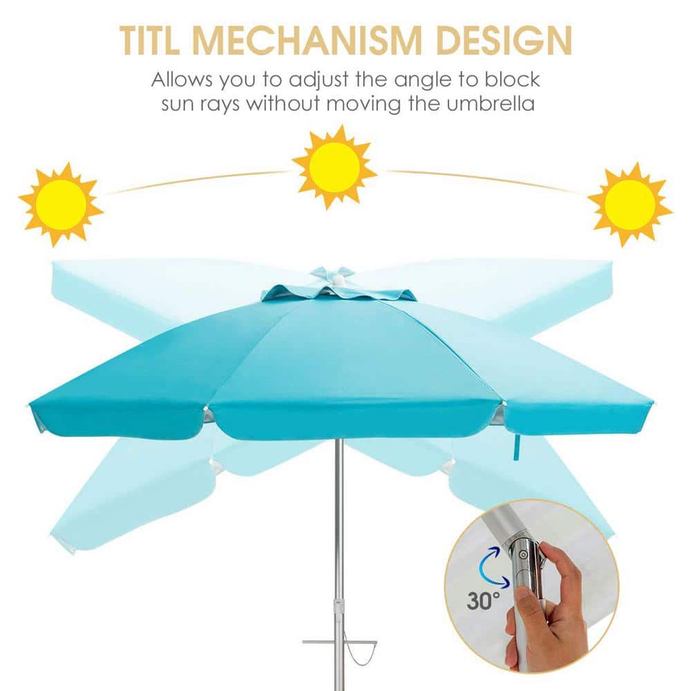 6.5 ft. Steel Pole Beach Umbrella with Carry Bag in Blue