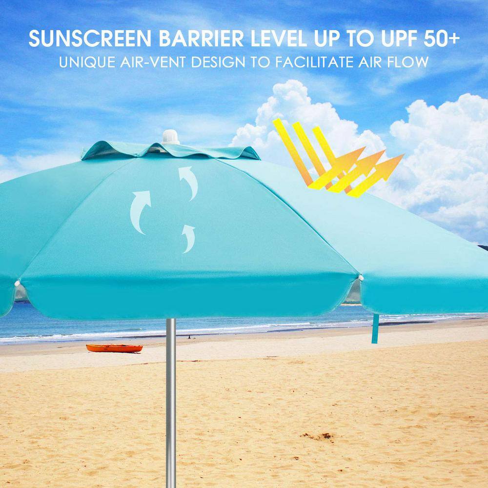 6.5 ft. Steel Pole Beach Umbrella with Carry Bag in Blue
