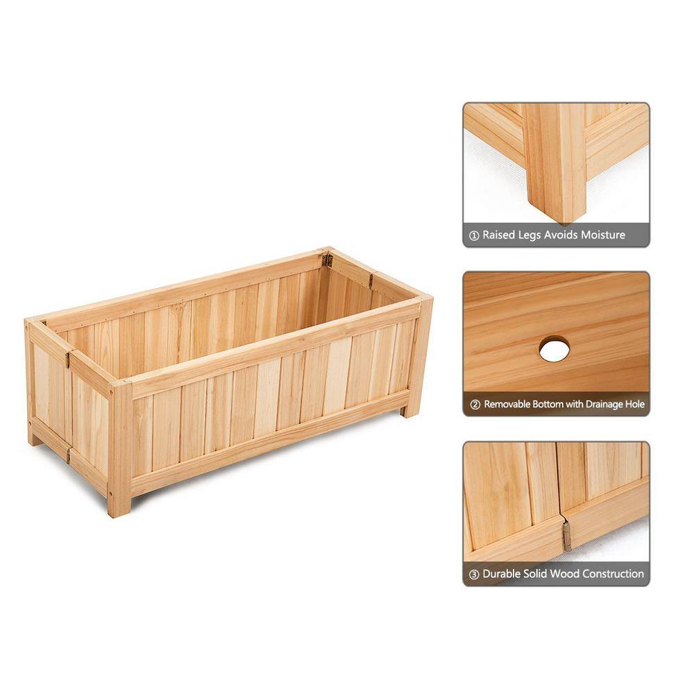 27.5 in. L x 12 in. W x 10 in. H Rectangular Wooden Flower Planter Box