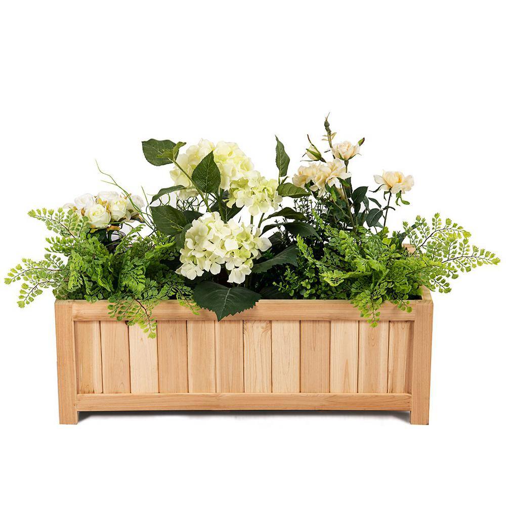27.5 in. L x 12 in. W x 10 in. H Rectangular Wooden Flower Planter Box