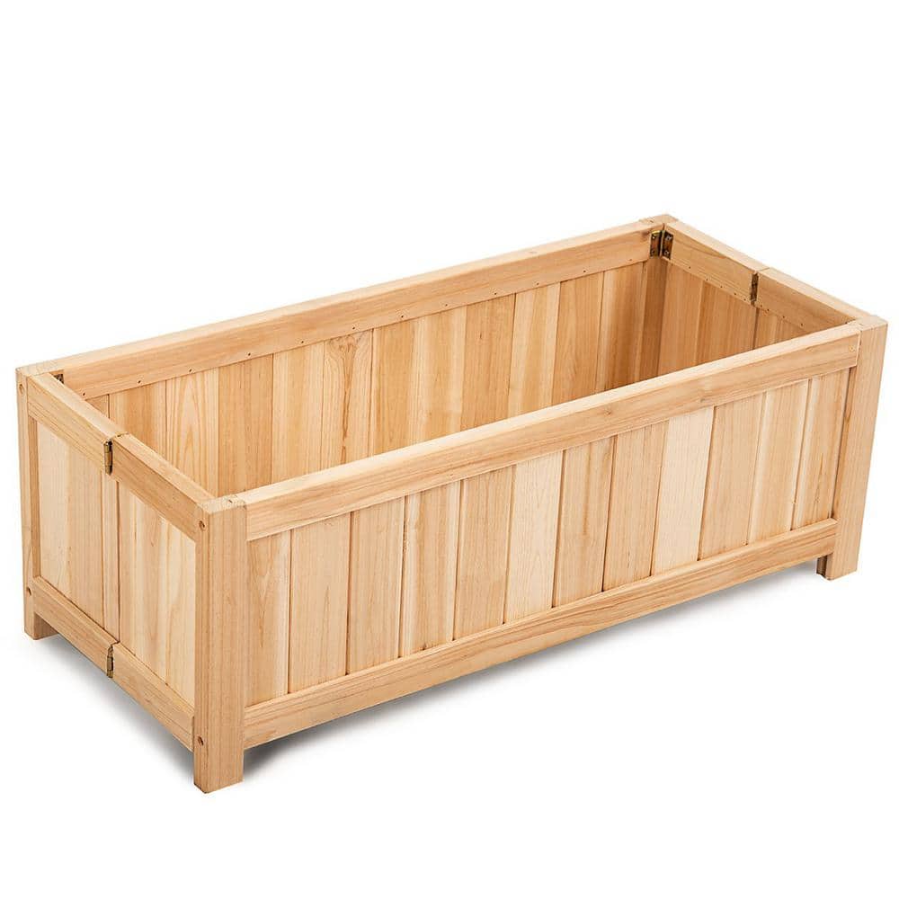 27.5 in. L x 12 in. W x 10 in. H Rectangular Wooden Flower Planter Box