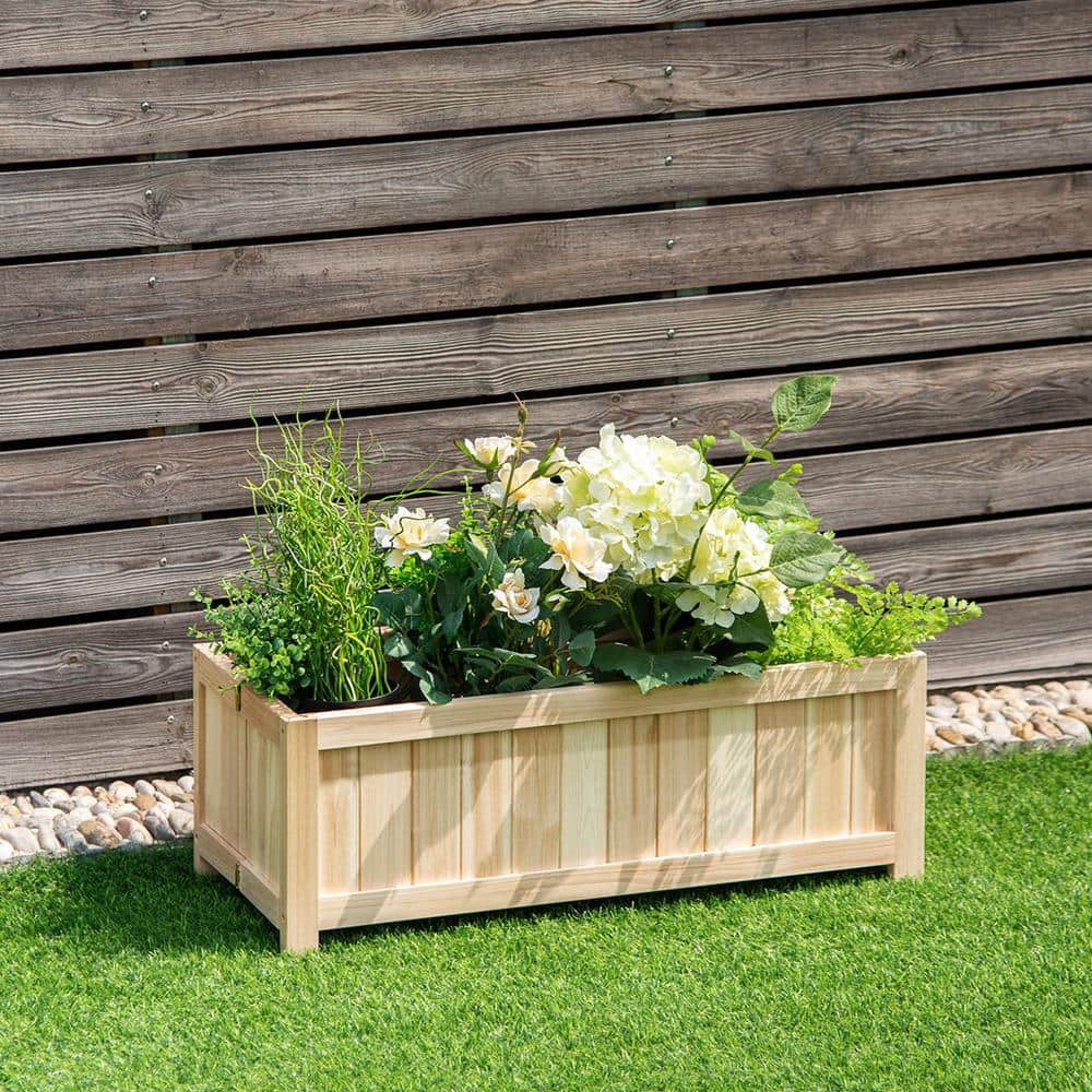 27.5 in. L x 12 in. W x 10 in. H Rectangular Wooden Flower Planter Box