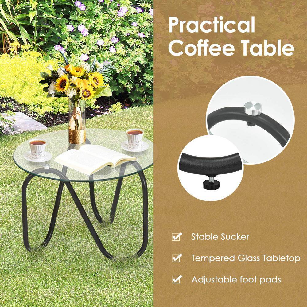 Brown 3-Piece Wicker Outdoor Bistro Set with Glass Table
