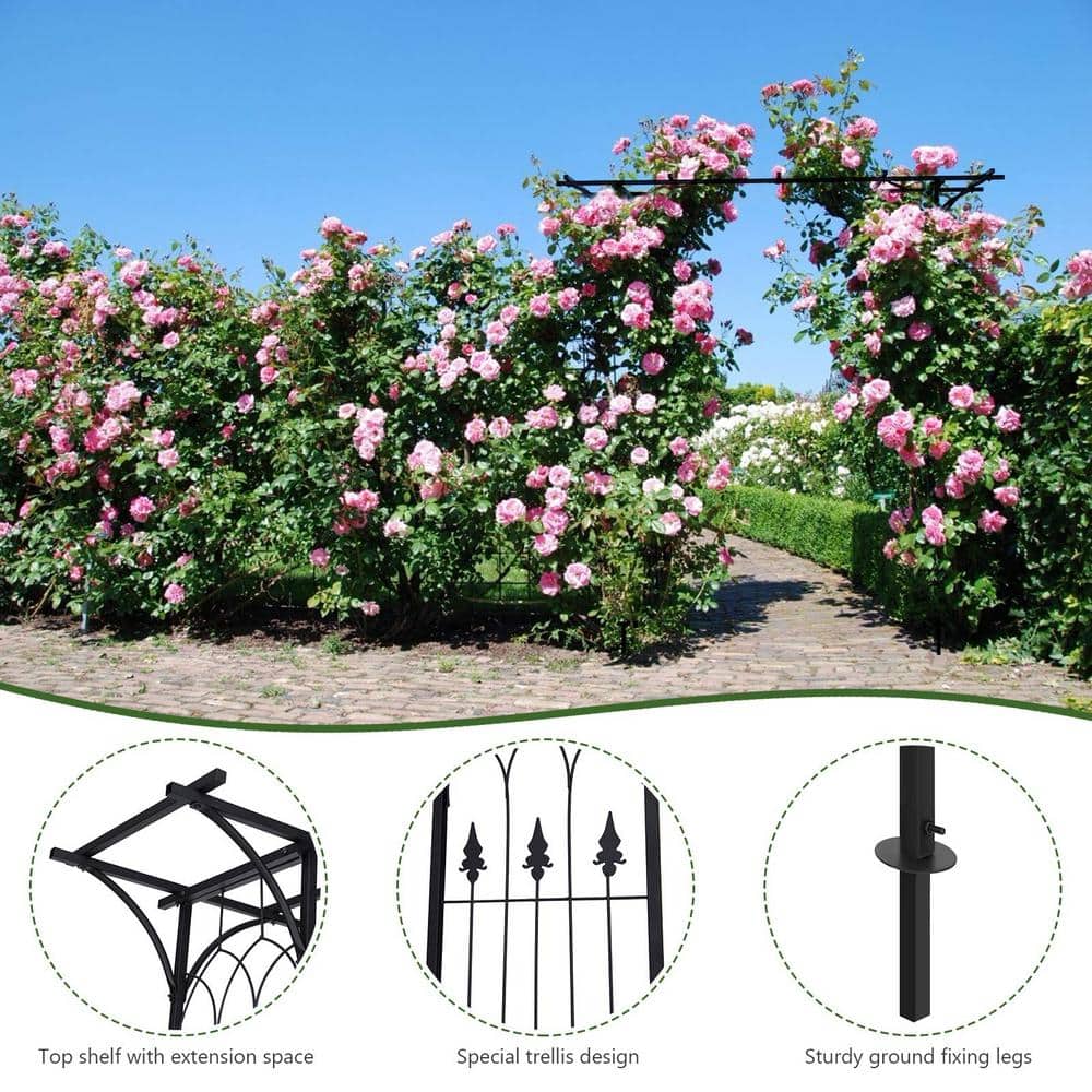 82 in. x 20.5 in. x 82 in. Steel Metal Decorative Backyard Arch Arbor