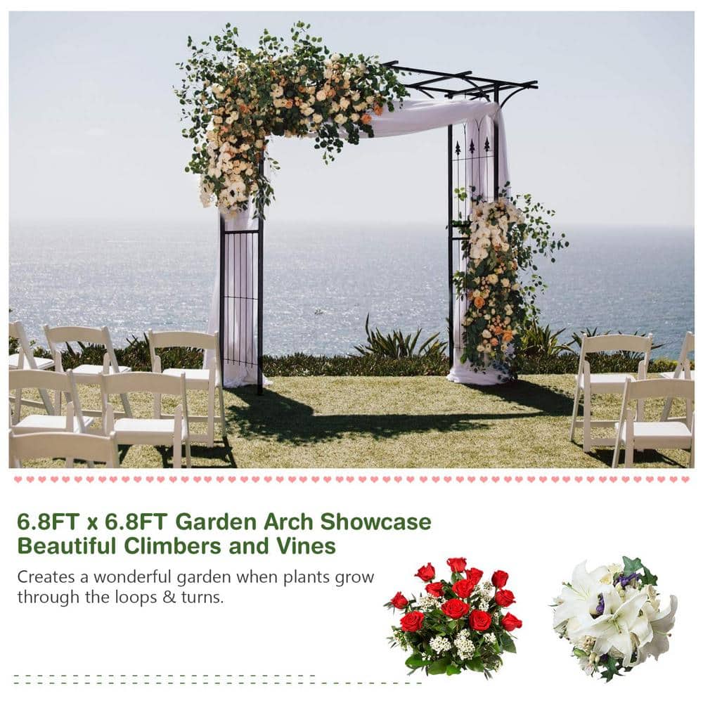 82 in. x 20.5 in. x 82 in. Steel Metal Decorative Backyard Arch Arbor