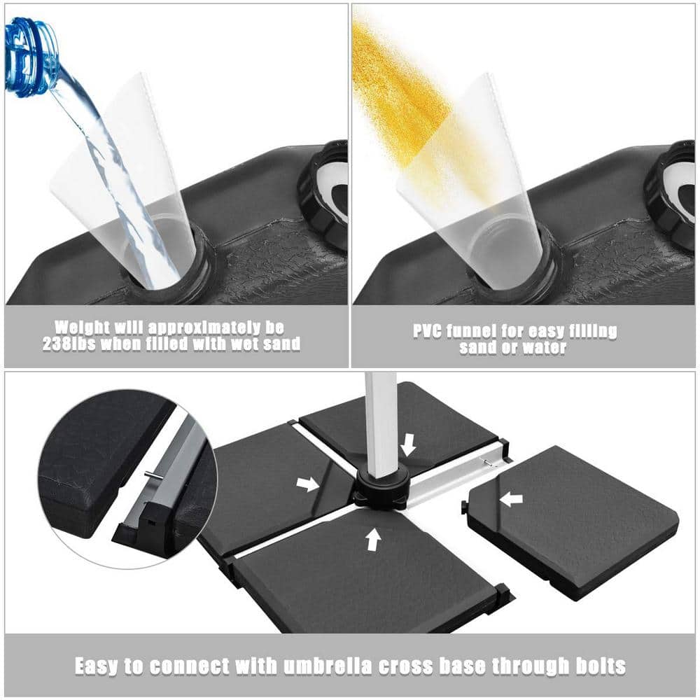 238 lbs. Plastic Patio Umbrella Base Weights in Black