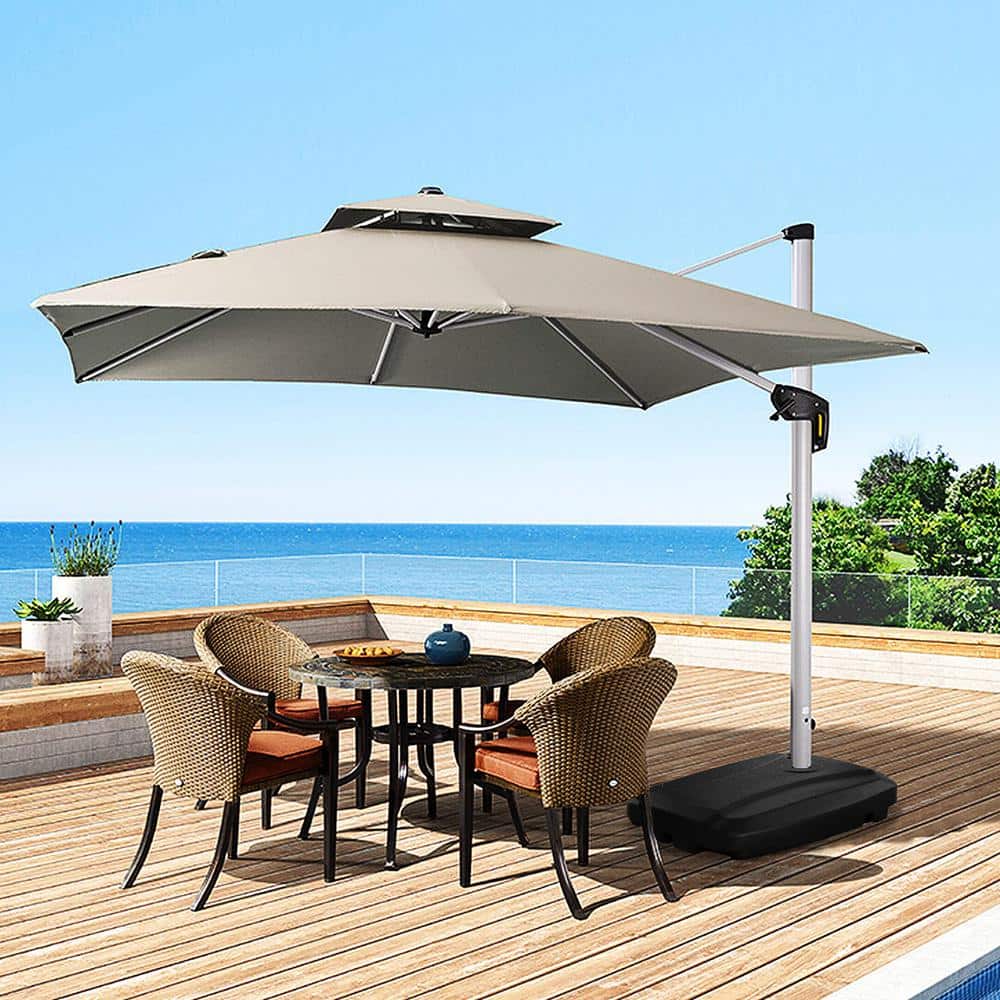 60 l Plastic Fill Water Sand Patio Umbrella Base in Black