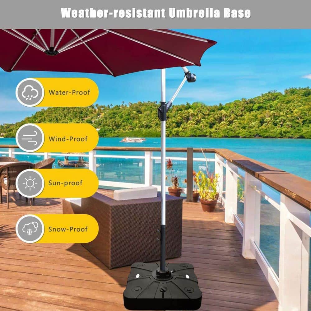 Patio Umbrella Base with Wheels in Black