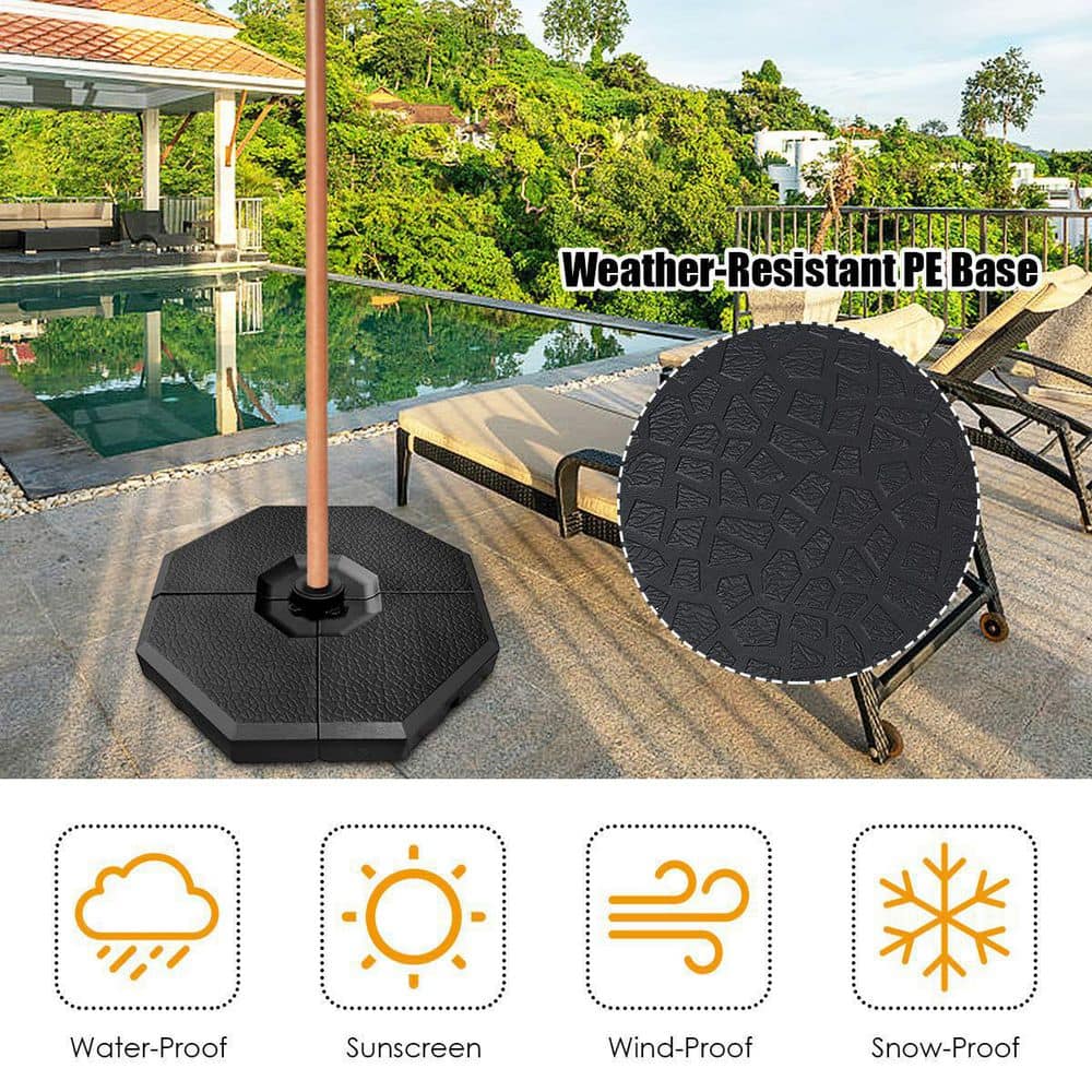 4-Piece Cantilever Offset Patio Umbrella Base in Black