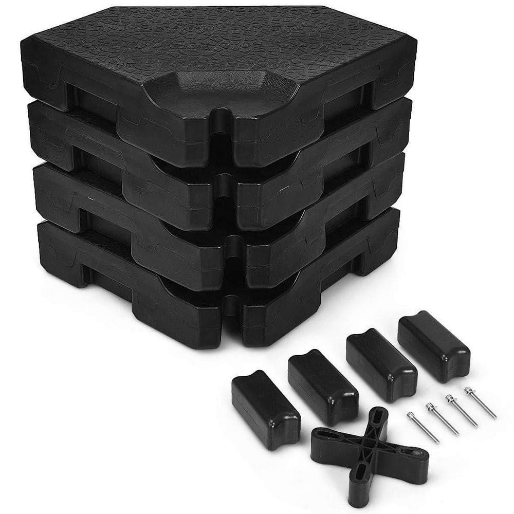 4-Piece Cantilever Offset Patio Umbrella Base in Black