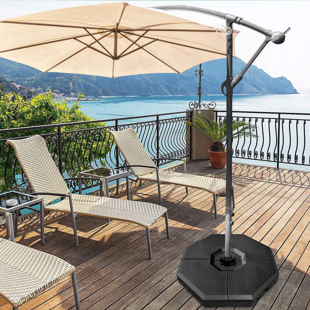 4-Piece Cantilever Offset Patio Umbrella Base in Black