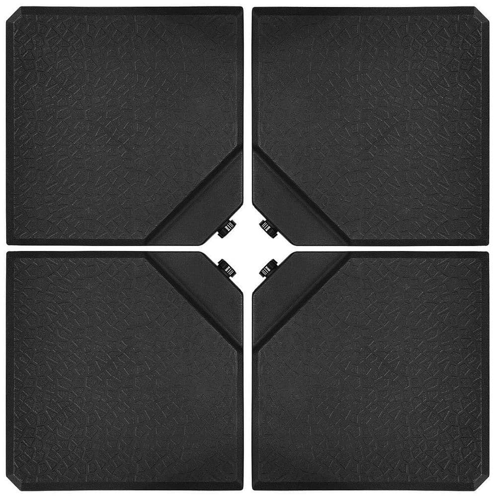 4-Pieces Plastic Patio Umbrella Base Weights in Black