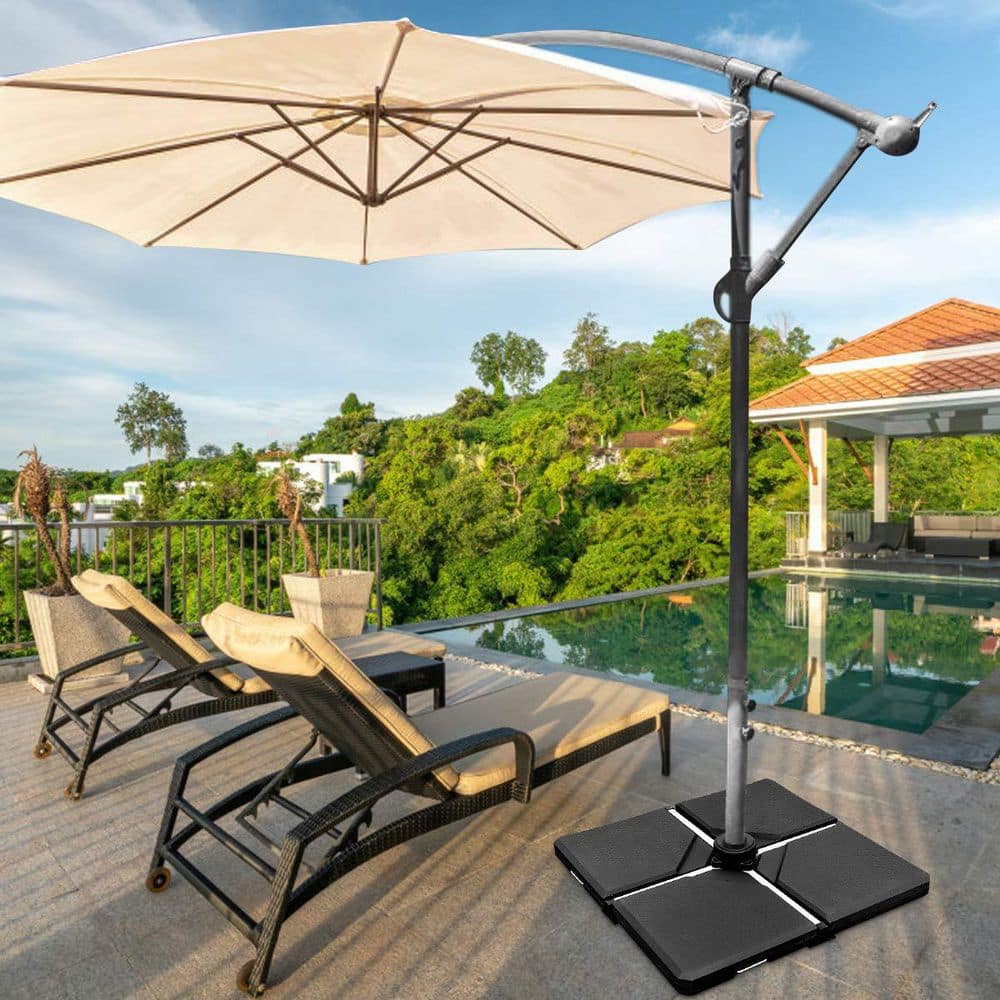 4-Pieces Plastic Patio Umbrella Base Weights in Black