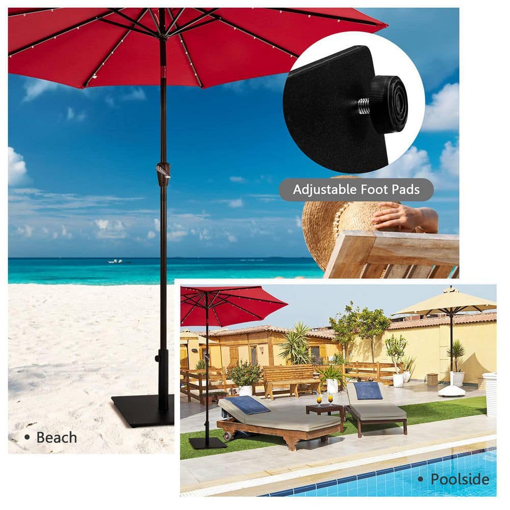 36 lbs. Square Metal Patio Umbrella Base with 3 Adapters in Black