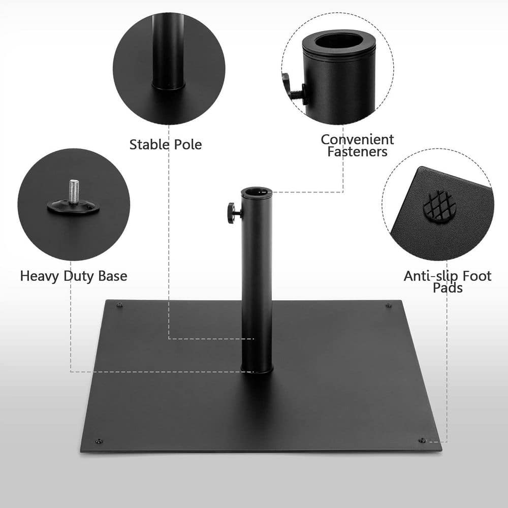 40 lbs. Square Metal Patio Umbrella Base in Black