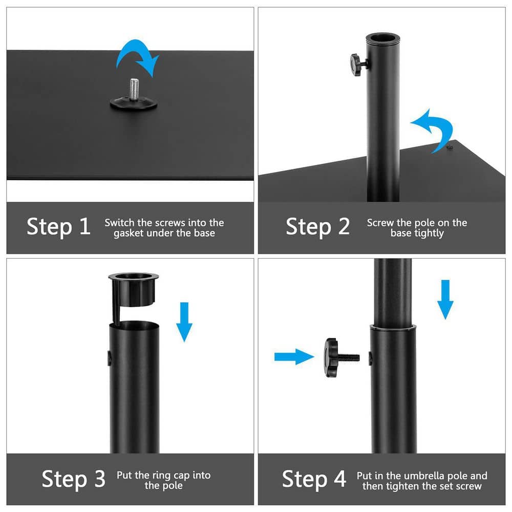 40 lbs. Square Metal Patio Umbrella Base in Black