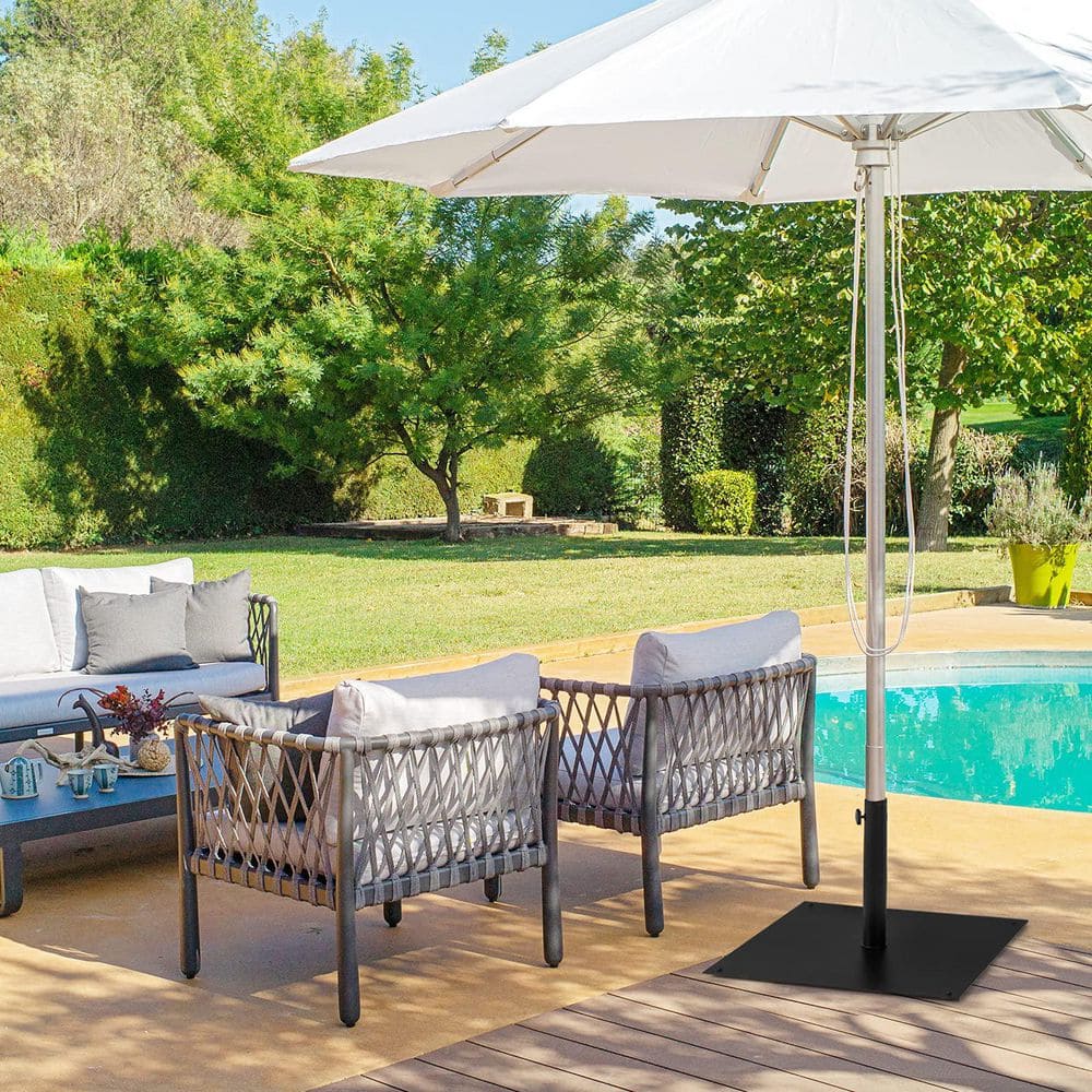40 lbs. Square Metal Patio Umbrella Base in Black