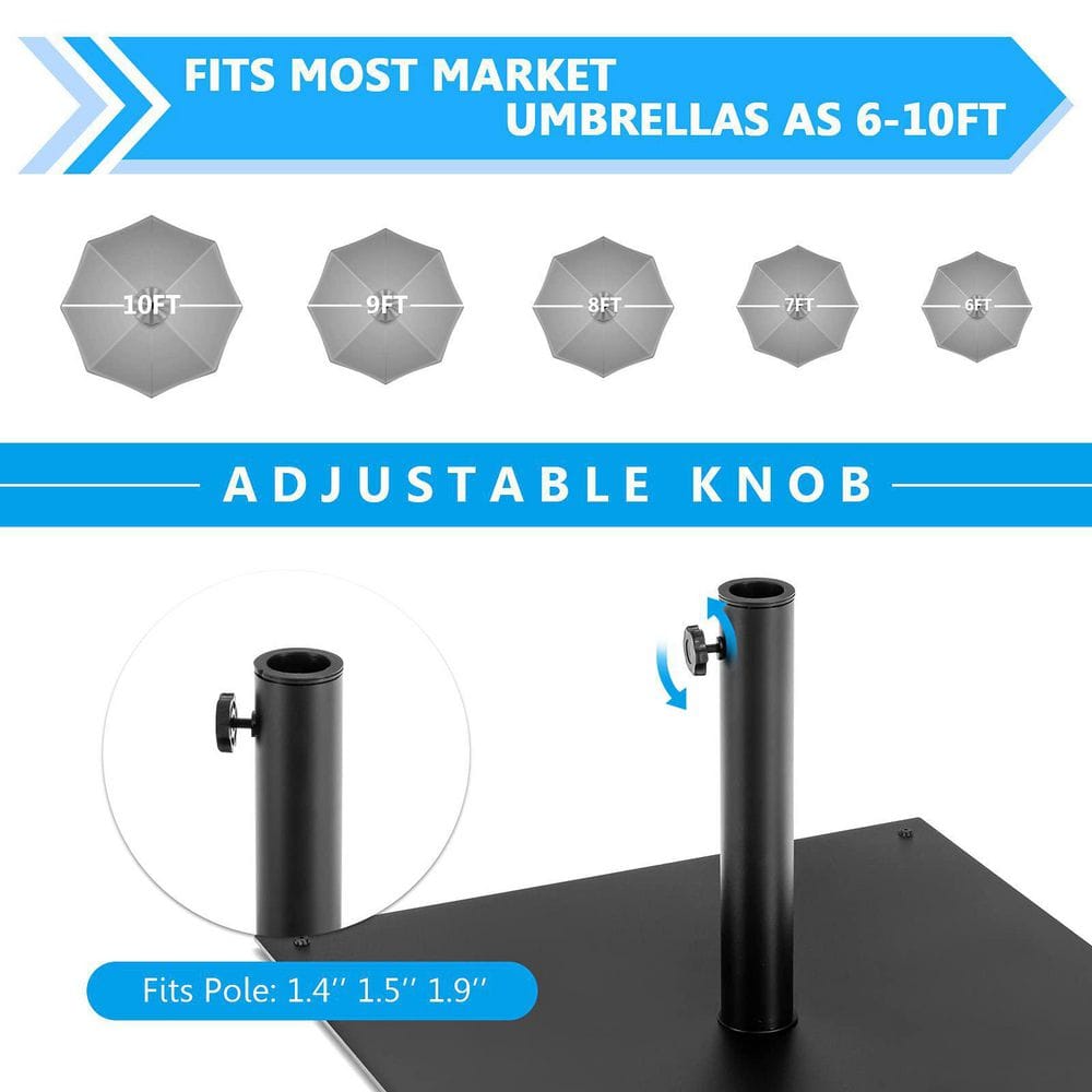 40 lbs. Square Metal Patio Umbrella Base in Black
