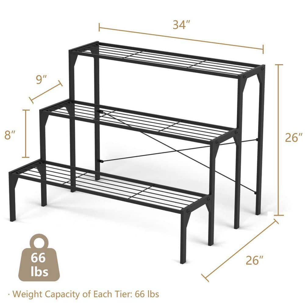 Outdoor Metal Heavy-Duty Plant Stand (3-Tier)