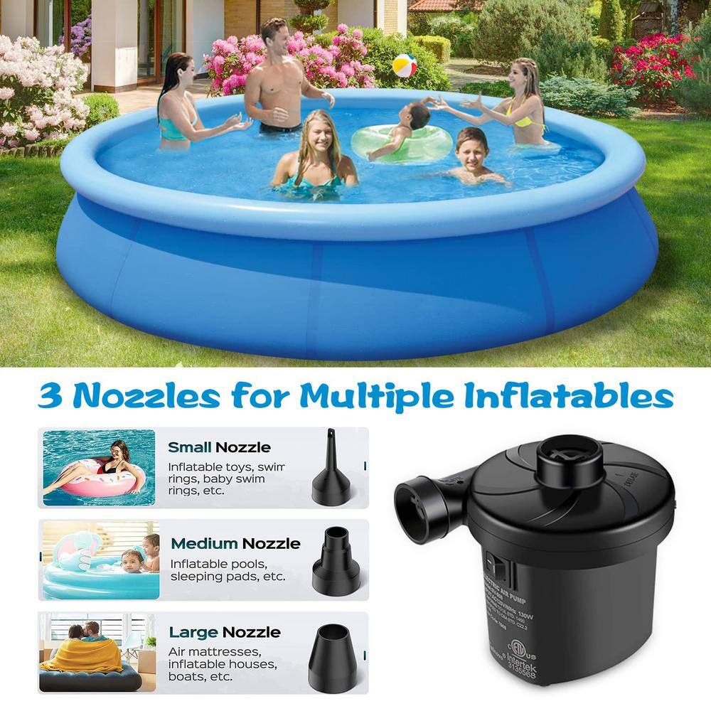 10 ft. Round 30 in. D Inflatable Above Ground Swimming Pool Family Set ...